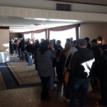 Job seekers line-up at Site C job fair in Prince George