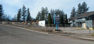 All that remains of the Slumber Lodge following a fire Easter Sunday. 