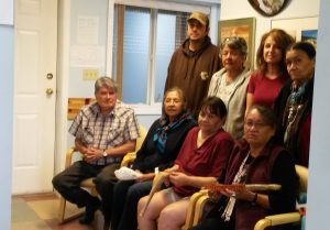 Elders and community members of the WLIB with Councillor Rick Gilbert and Acting Chief Heather Mackenzie who took back their administrative office from demonstrators on May 26, 2016