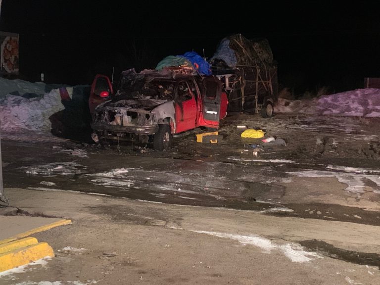 Early Morning Vehicle Fire in 100 Mile House