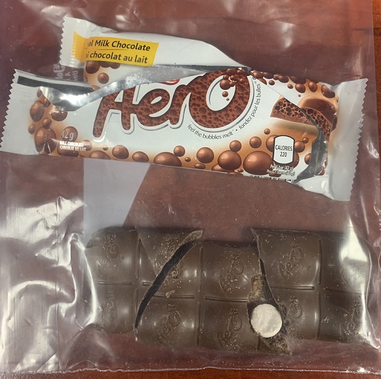 Fort St. John parent finds “suspicious white pill” inside tampered Aero bar