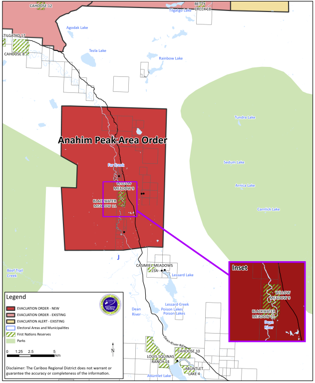 Evacuation Order issued for Anahim Peak area