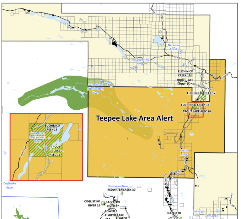 Evacuation Alert issued near Teepee Lake Area