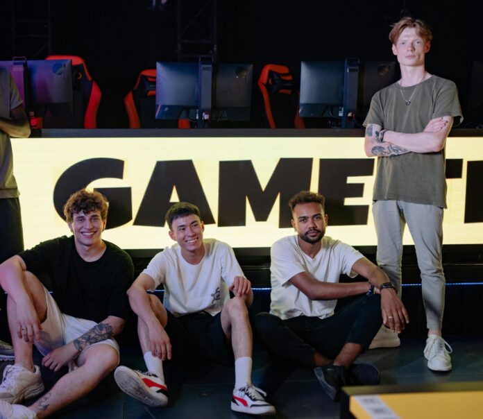 Group of young teen males at gaming event